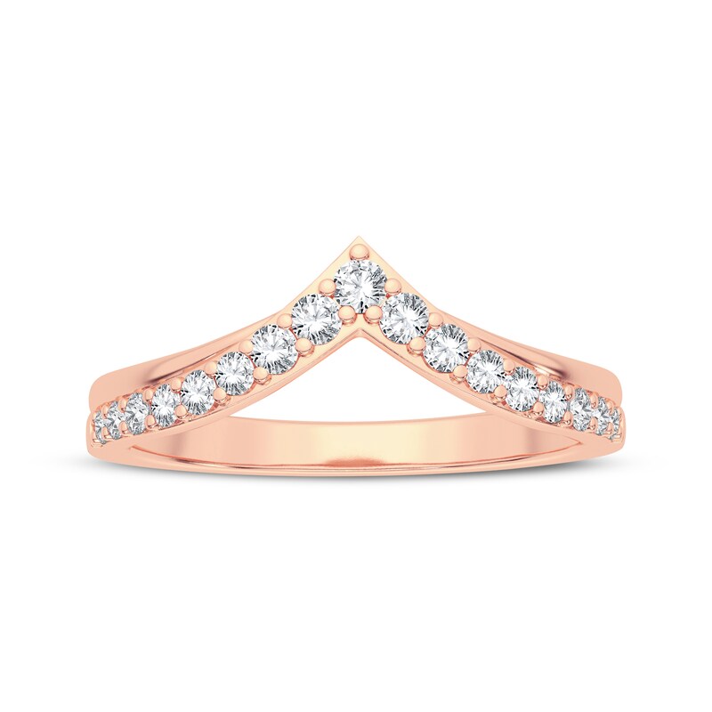 Main Image 3 of Now + Forever Diamond Chevron Anniversary Band 1/4 ct tw Round-cut 14K Rose Gold
