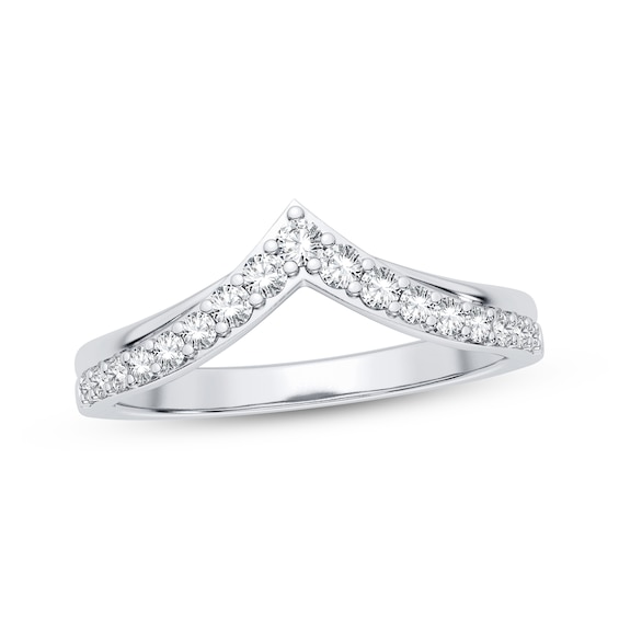 Now + Forever Diamond Chevron Anniversary Band 1/4 ct tw Round-cut 14K White Gold