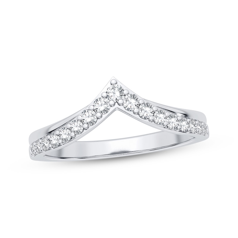 Main Image 1 of Now + Forever Diamond Chevron Anniversary Band 1/4 ct tw Round-cut 14K White Gold