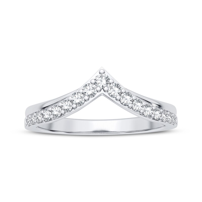 Main Image 3 of Now + Forever Diamond Chevron Anniversary Band 1/4 ct tw Round-cut 14K White Gold