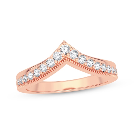 Now + Forever Diamond Vintage Style Chevron Anniversary Band 1/4 ct tw Round-cut 14K Rose Gold