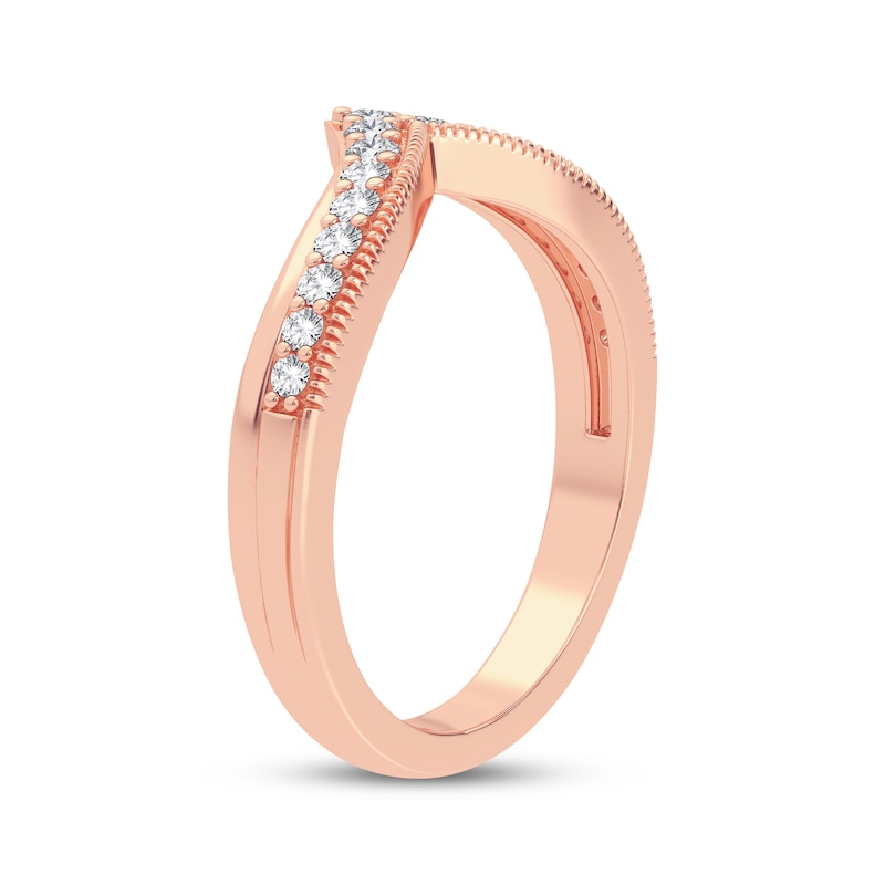 Main Image 2 of Now + Forever Diamond Vintage Style Chevron Anniversary Band 1/4 ct tw Round-cut 14K Rose Gold