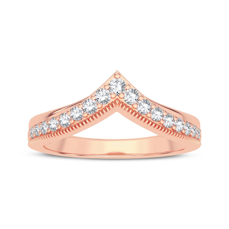 Diamond Vintage Style Chevron Anniversary Band 1/4 ct tw Round-cut 14K Rose Gold