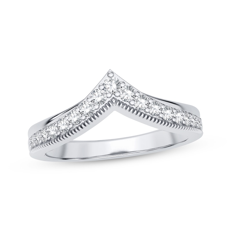 Diamond Vintage Style Chevron Anniversary Band 1/4 ct tw Round-cut 14K White Gold