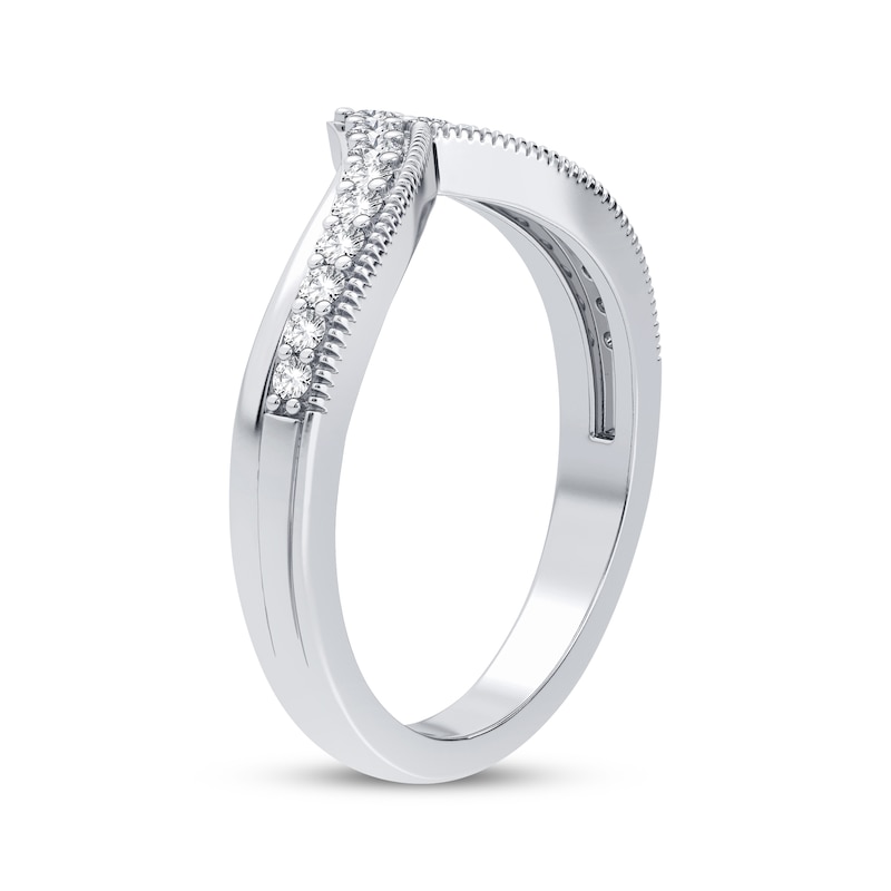 Diamond Vintage Style Chevron Anniversary Band 1/4 ct tw Round-cut 14K White Gold