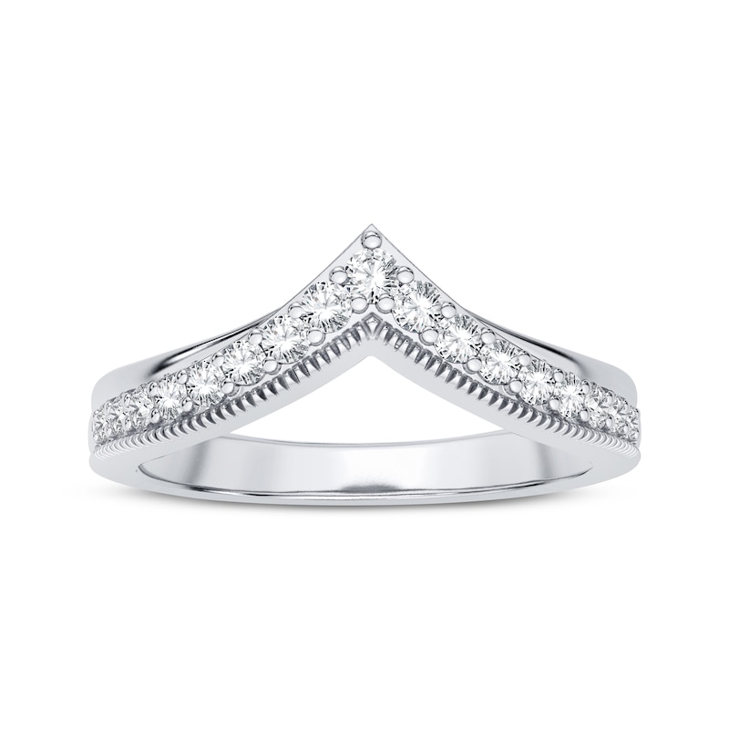 Diamond Vintage Style Chevron Anniversary Band 1/4 ct tw Round-cut 14K White Gold