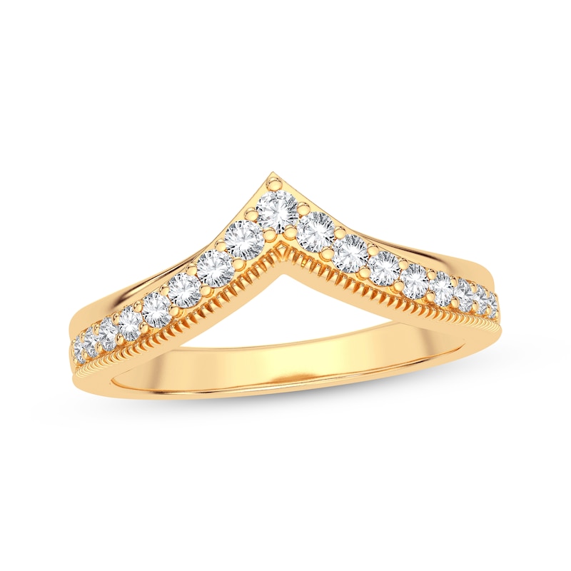 Diamond Vintage Style Chevron Ring 1/4 ct tw Round-cut 14K Yellow Gold
