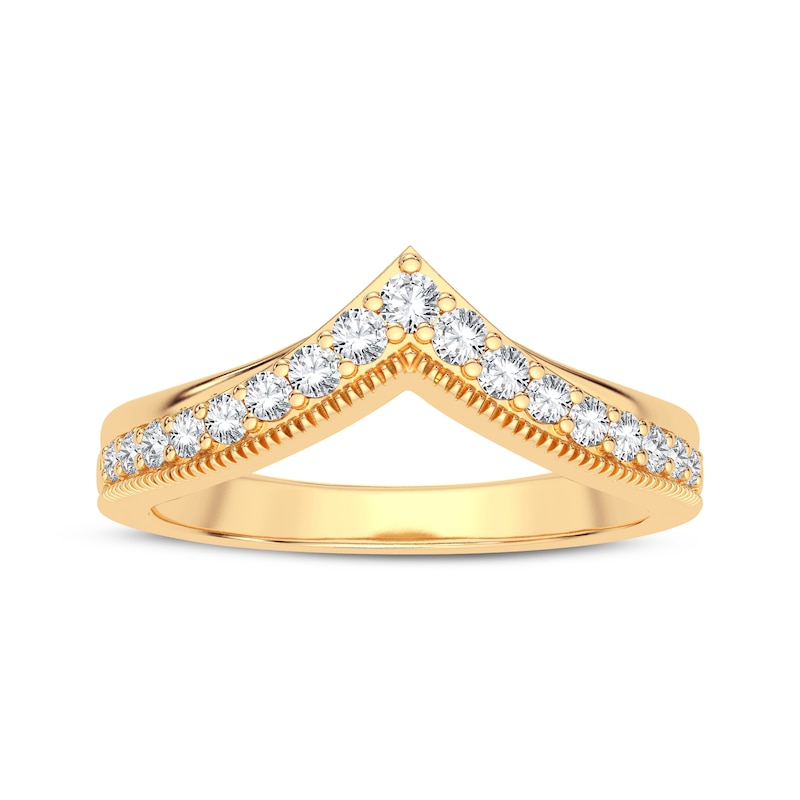Main Image 3 of Now + Forever Diamond Vintage Style Chevron Ring 1/4 ct tw Round-cut 14K Yellow Gold