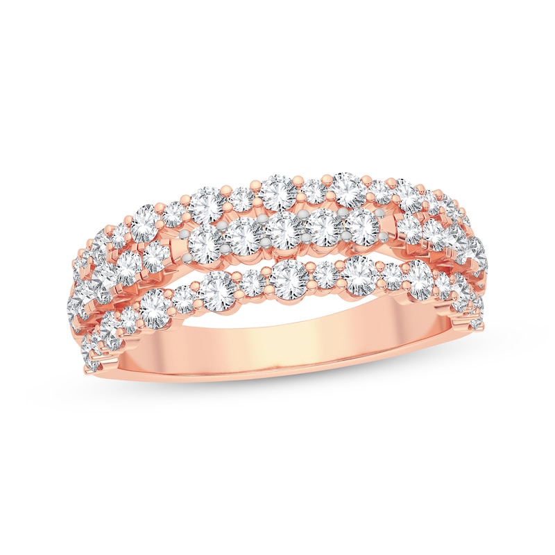 Diamond Three-Row Anniversary Band 1 ct tw Round-cut 14K Rose Gold