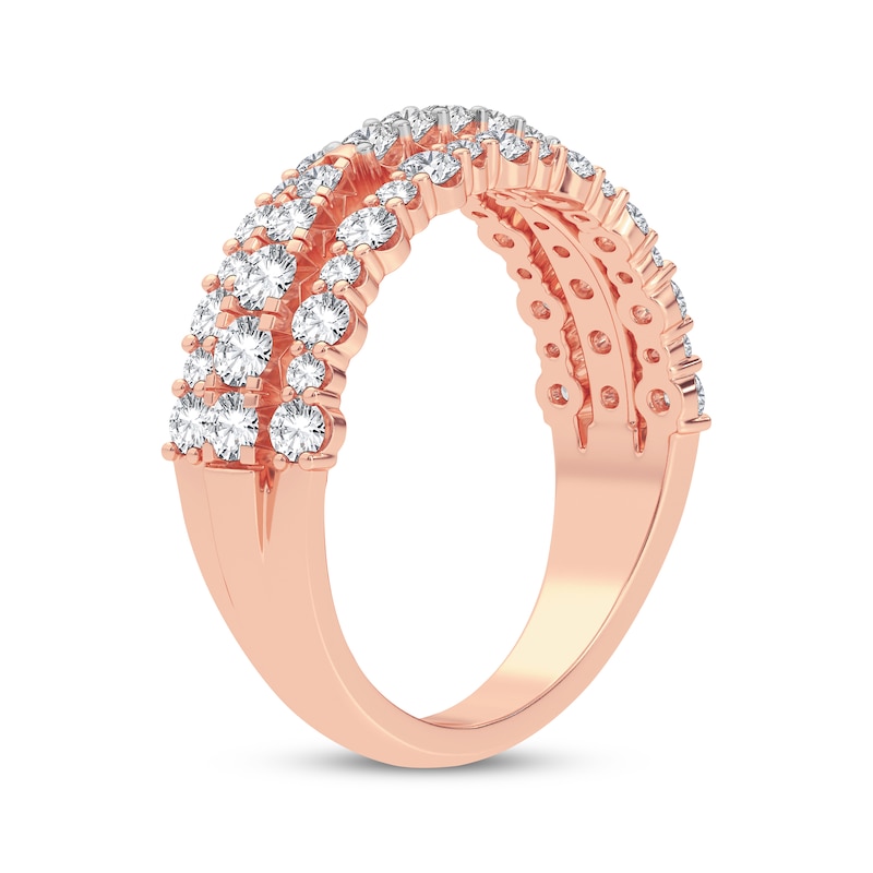 Main Image 2 of Now + Forever Diamond Three-Row Anniversary Band 1 ct tw Round-cut 14K Rose Gold