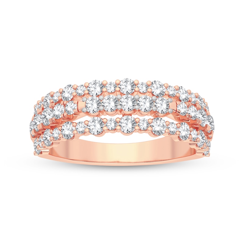 Main Image 3 of Now + Forever Diamond Three-Row Anniversary Band 1 ct tw Round-cut 14K Rose Gold