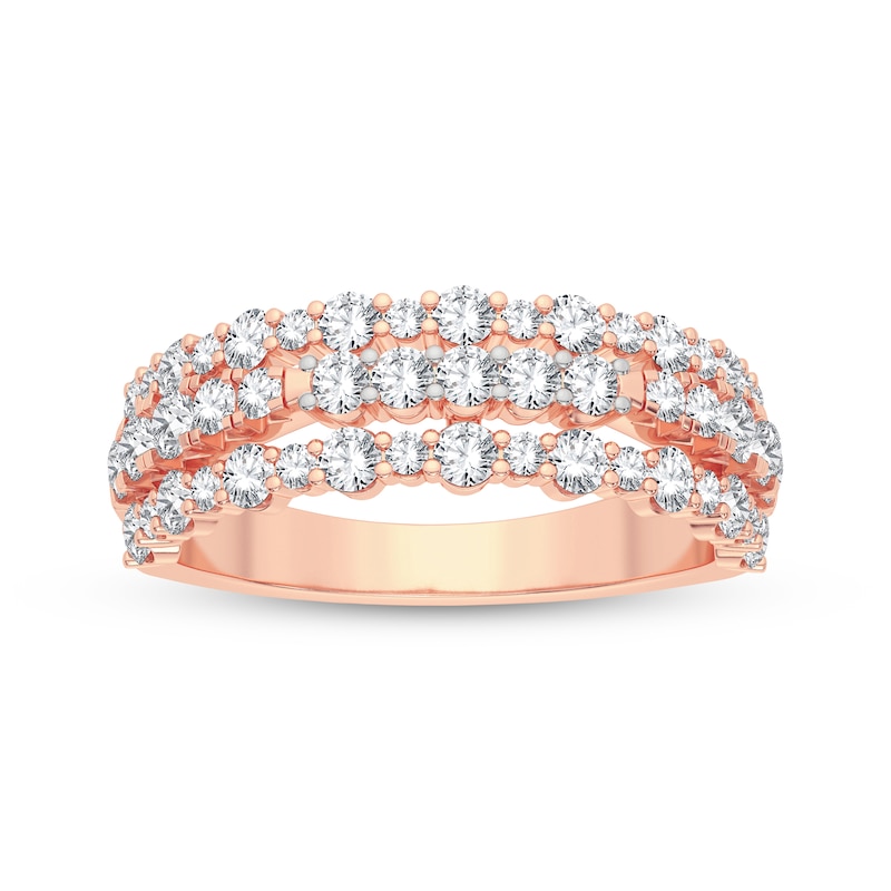 Diamond Three-Row Anniversary Band 1 ct tw Round-cut 14K Rose Gold