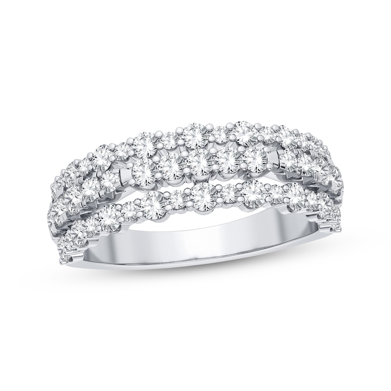 Main Image 1 of Now + Forever Diamond Three-Row Anniversary Band 1 ct tw Round-cut 14K White Gold
