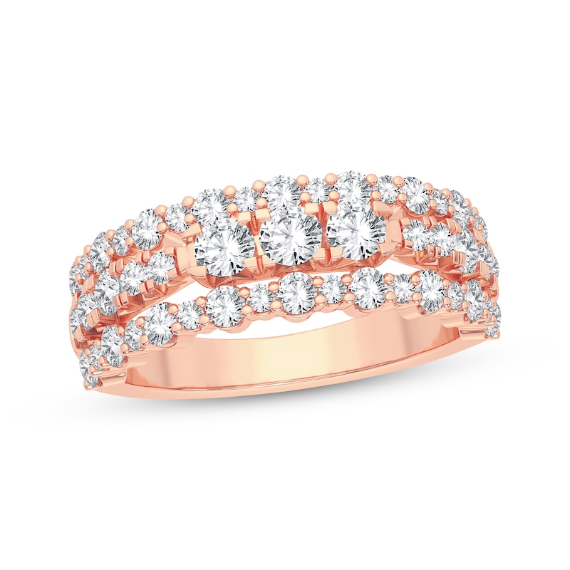 Main Image 1 of Now + Forever Diamond Triple-Row Anniversary Band 1 ct tw Round-cut 14K Rose Gold