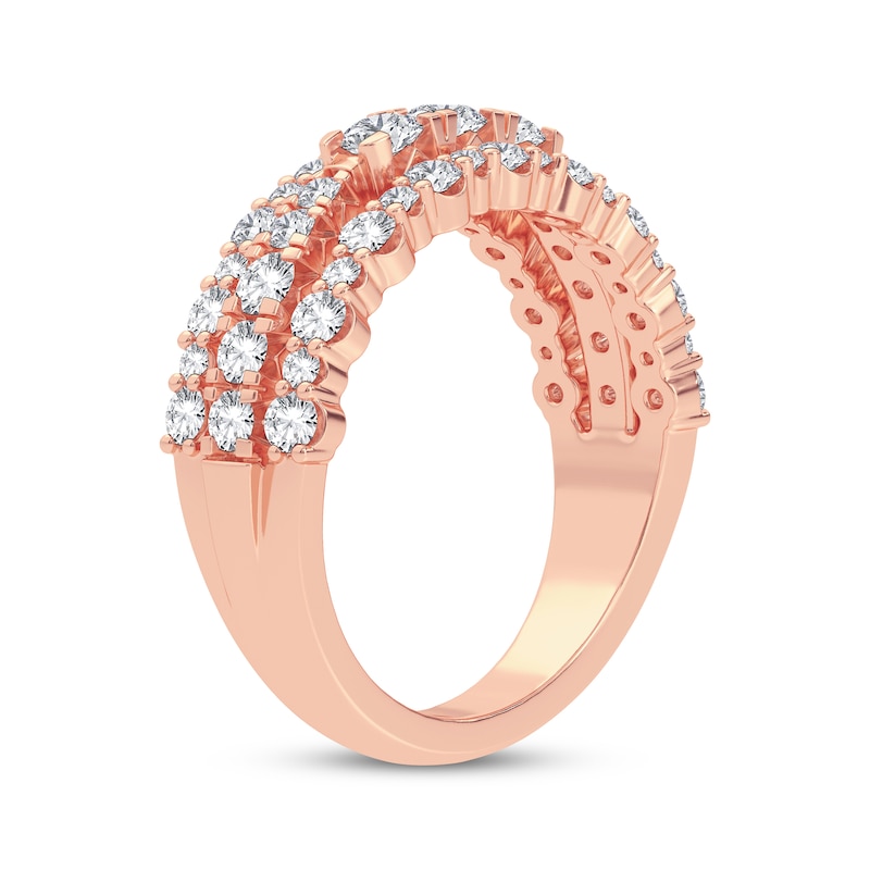 Diamond Triple-Row Anniversary Band 1 ct tw Round-cut 14K Rose Gold