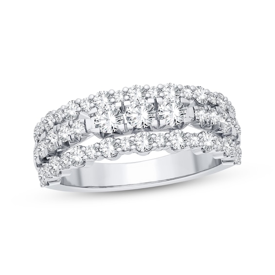 Now + Forever Diamond Three-Row Anniversary Band 1 ct tw Round-cut 14K White Gold