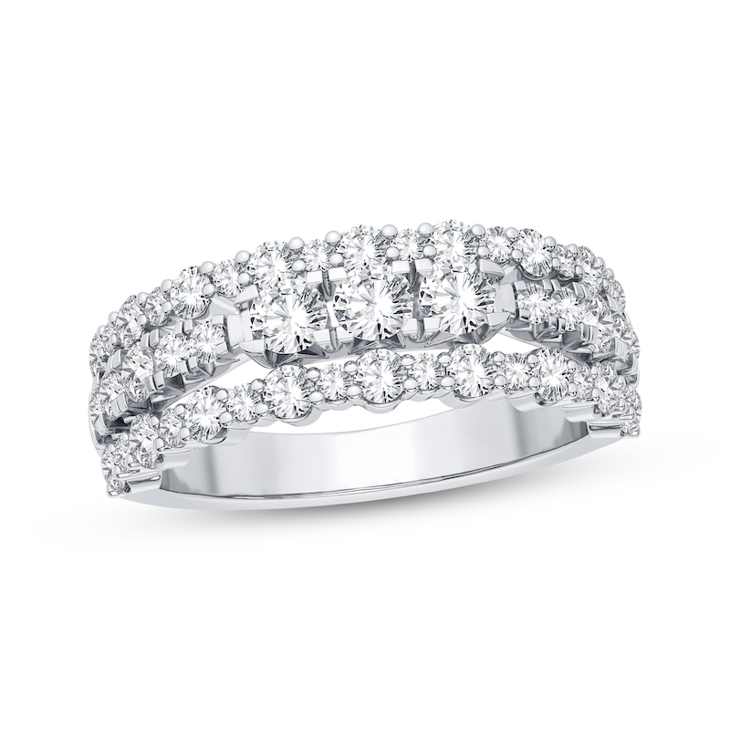 Main Image 1 of Now + Forever Diamond Three-Row Anniversary Band 1 ct tw Round-cut 14K White Gold
