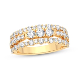 Now + Forever Diamond Three-Row Anniversary Band 1 ct tw Round-cut 14K Yellow Gold