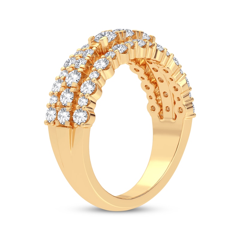 Main Image 2 of Now + Forever Diamond Three-Row Anniversary Band 1 ct tw Round-cut 14K Yellow Gold