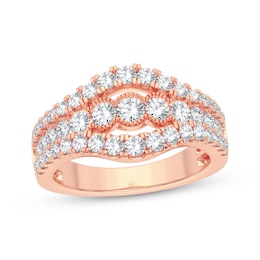 Now + Forever Diamond Fancy Three-Row Anniversary Band 1-1/3 ct tw Round-cut 14K Rose Gold