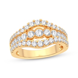 Now + Forever Diamond Fancy Three-Row Anniversary Band 1-1/3 ct tw Round-cut 14K Yellow Gold