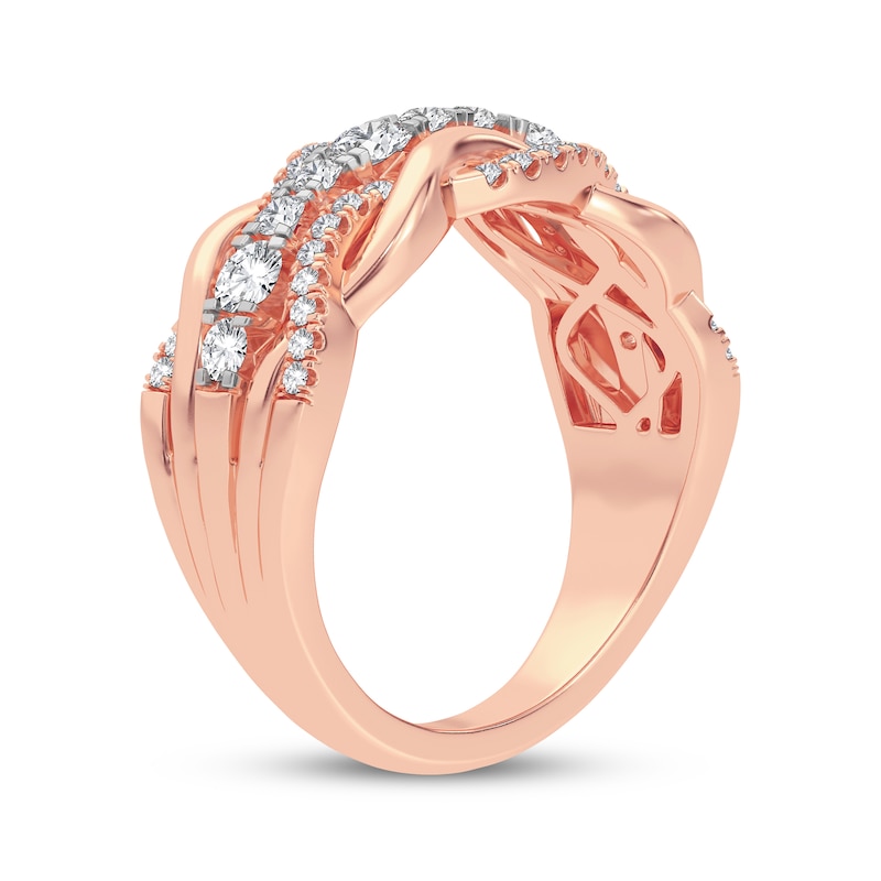 Main Image 2 of Now + Forever Round-Cut Diamond Multi-Row Twist Anniversary Band 1/2 ct tw 14K Rose Gold