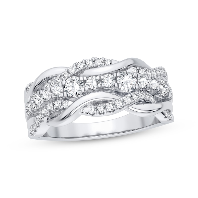 Main Image 1 of Now + Forever Round-Cut Diamond Multi-Row Twist Anniversary Band 1/2 ct tw 14K White Gold