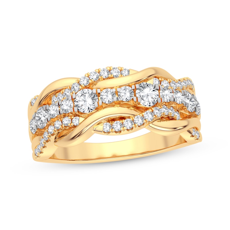 Main Image 1 of Now + Forever Round-Cut Diamond Multi-Row Twist Anniversary Band 1/2 ct tw 14K Yellow Gold