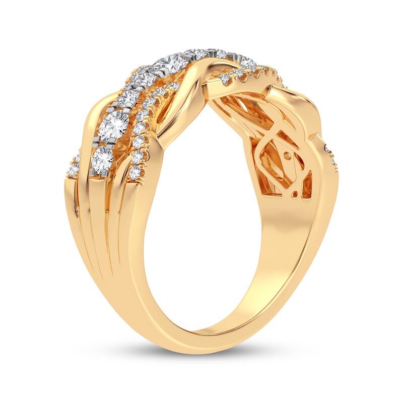 Main Image 2 of Now + Forever Round-Cut Diamond Multi-Row Twist Anniversary Band 1/2 ct tw 14K Yellow Gold