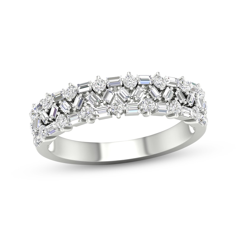 Main Image 1 of Now + Forever Baguette & Round-Cut Diamond Anniversary Band 1/2 ct tw 14K White Gold