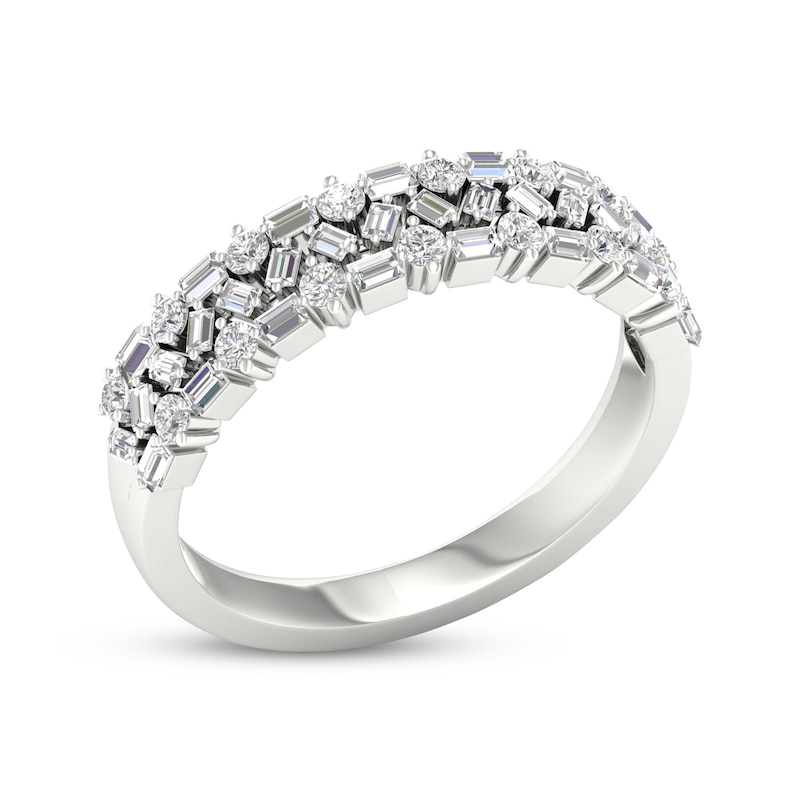 Main Image 2 of Now + Forever Baguette & Round-Cut Diamond Anniversary Band 1/2 ct tw 14K White Gold