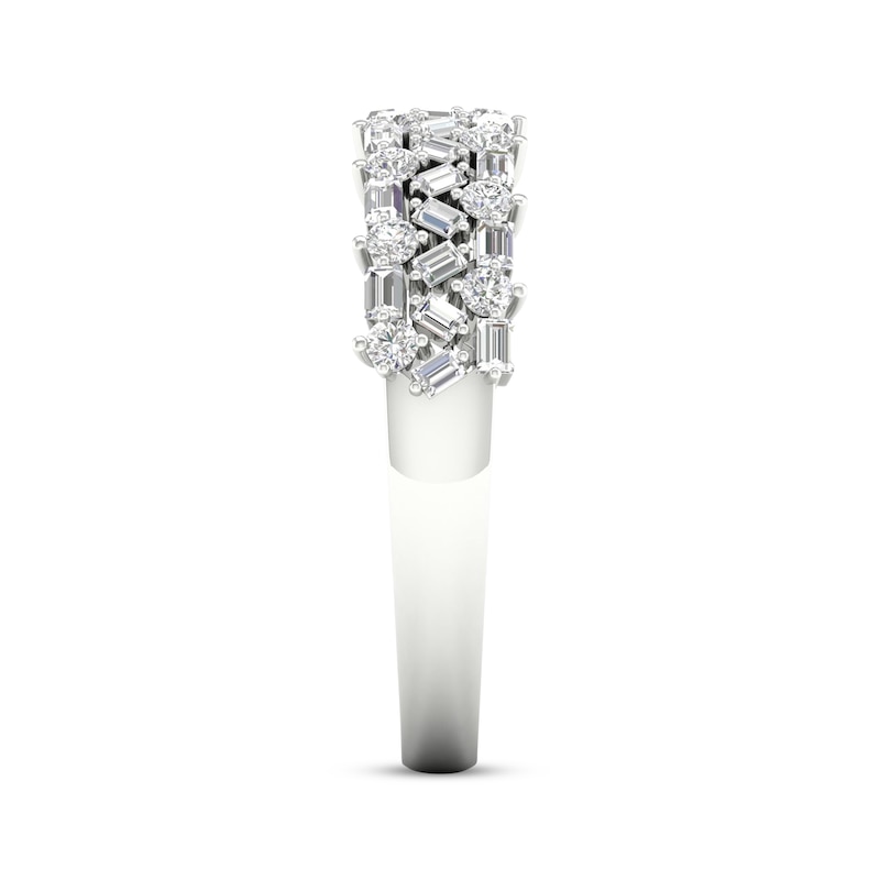 Main Image 3 of Now + Forever Baguette & Round-Cut Diamond Anniversary Band 1/2 ct tw 14K White Gold