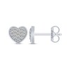 Thumbnail Image 1 of Round-Cut Multi-Diamond Center Heart Stud Earrings 1/5 ct tw Sterling Silver