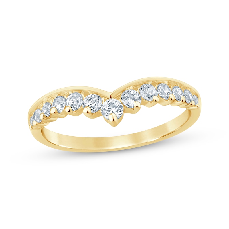 Main Image 1 of Now + Forever Diamond Chevron Anniversary Band 1/2 ct tw 14K Yellow Gold