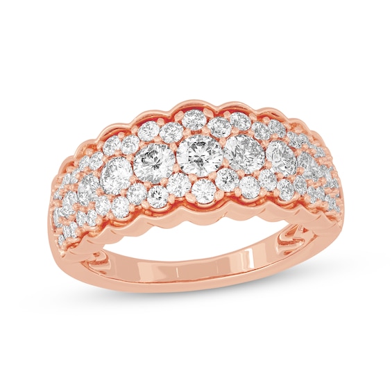 Now + Forever Round-Cut Diamond Scallop-Edged Anniversary Band 1-1/2 ct tw 10K Rose Gold
