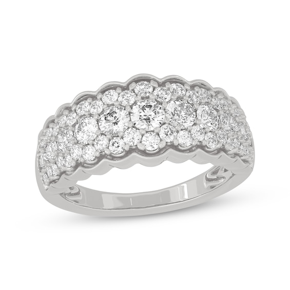 Now + Forever Round-Cut Diamond Scallop-Edged Anniversary Band 1-1/2 ct tw 10K White Gold