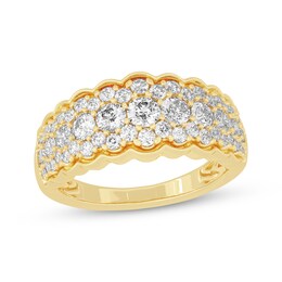 Now + Forever Round-Cut Diamond Scallop-Edged Anniversary Band 1-1/2 ct tw 10K Yellow Gold