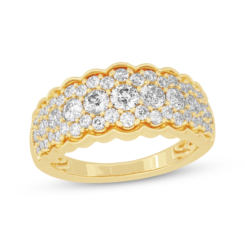Main Image 1 of Now + Forever Round-Cut Diamond Scallop-Edged Anniversary Band 1-1/2 ct tw 10K Yellow Gold