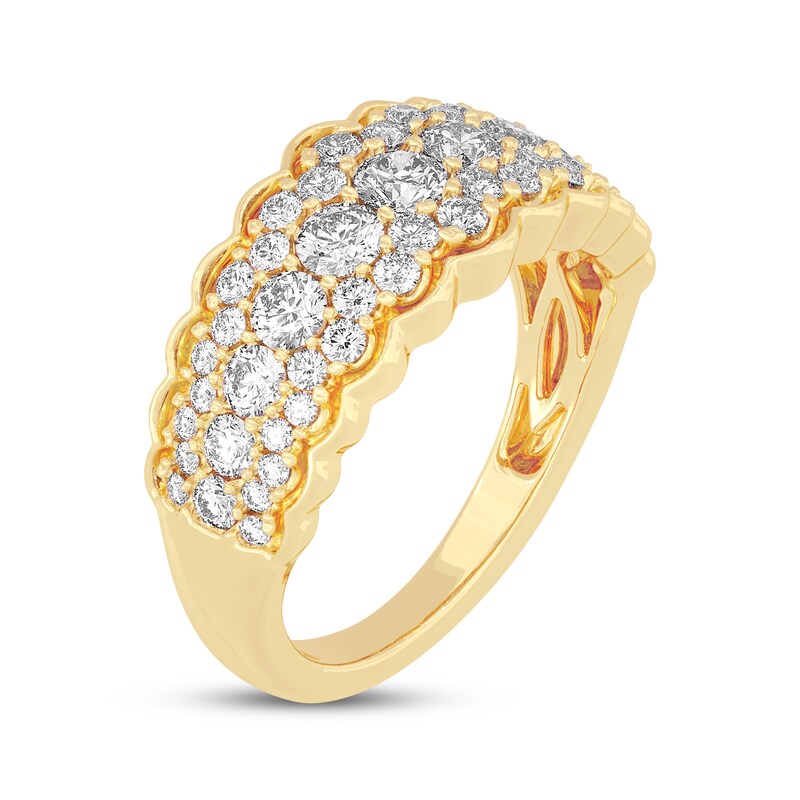 Round-Cut Diamond Scallop-Edged Anniversary Band 1-1/2 ct tw 10K Yellow ...