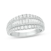 Thumbnail Image 1 of Now + Forever Baguette & Round-Cut Diamond Three-Row Anniversary Band 1 ct tw 14K White Gold