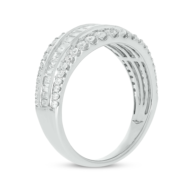 Main Image 2 of Now + Forever Baguette & Round-Cut Diamond Three-Row Anniversary Band 1 ct tw 14K White Gold