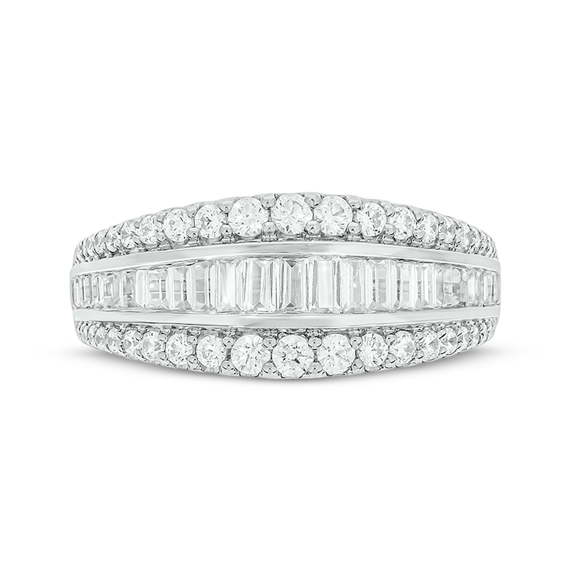 Main Image 4 of Now + Forever Baguette & Round-Cut Diamond Three-Row Anniversary Band 1 ct tw 14K White Gold