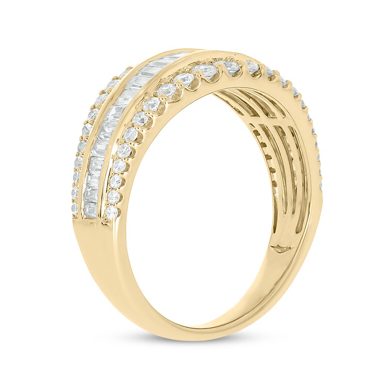 Main Image 2 of Now + Forever Baguette & Round-Cut Diamond Three-Row Anniversary Band 1 ct tw 14K Yellow Gold