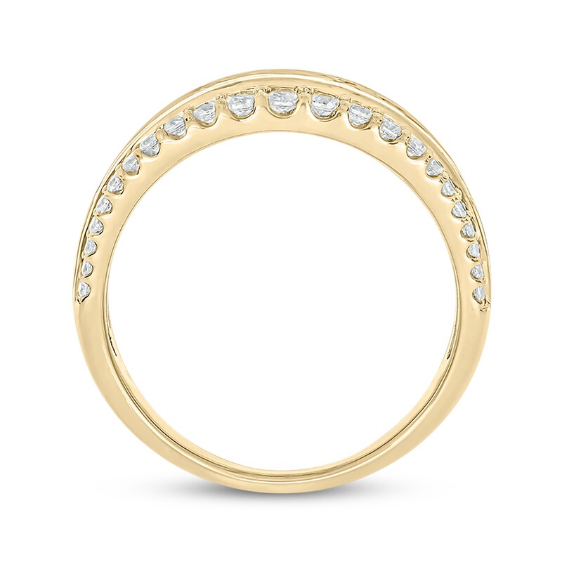 Main Image 3 of Now + Forever Baguette & Round-Cut Diamond Three-Row Anniversary Band 1 ct tw 14K Yellow Gold