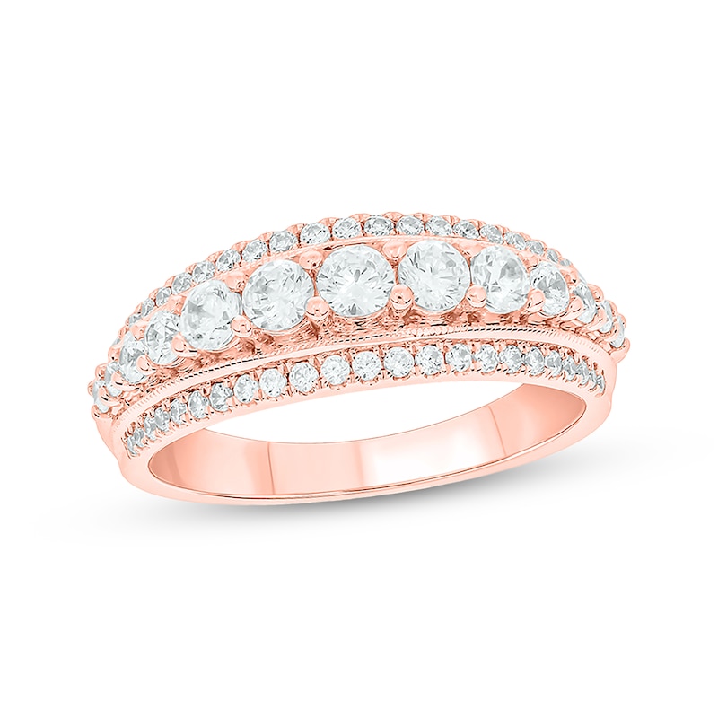 Main Image 1 of Now + Forever Round-Cut Diamond Three-Row Anniversary Band 1 ct tw 14K Rose Gold