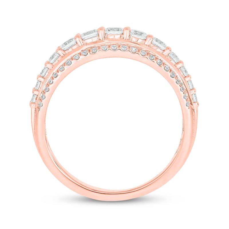 Main Image 3 of Now + Forever Round-Cut Diamond Three-Row Anniversary Band 1 ct tw 14K Rose Gold