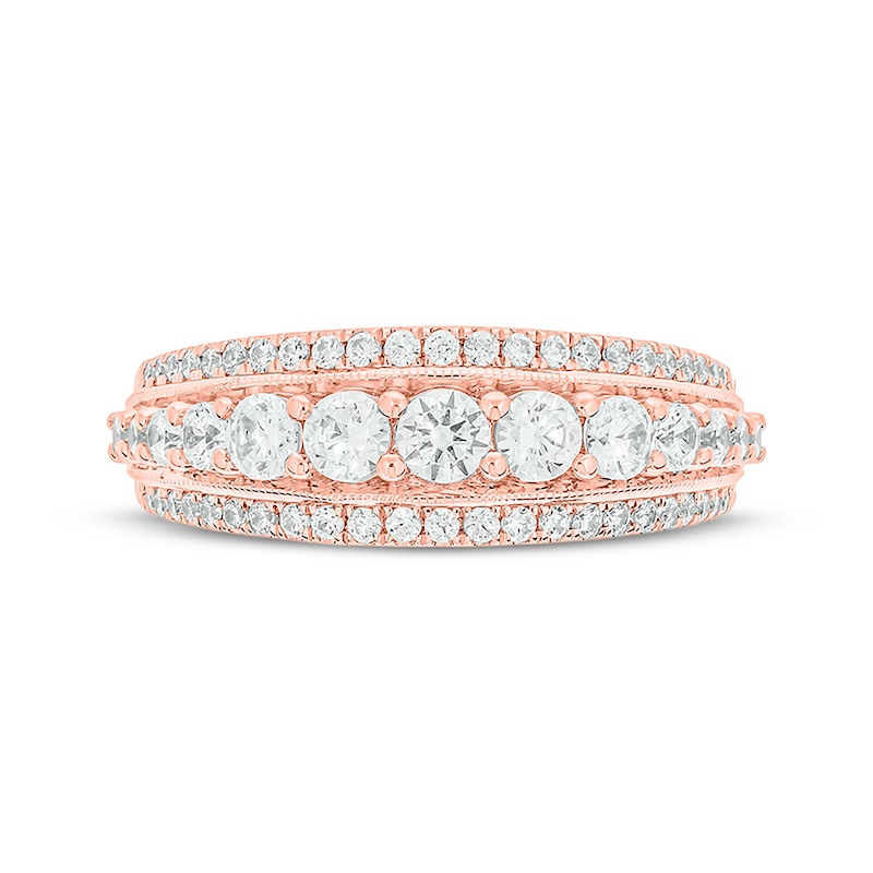 Main Image 4 of Now + Forever Round-Cut Diamond Three-Row Anniversary Band 1 ct tw 14K Rose Gold