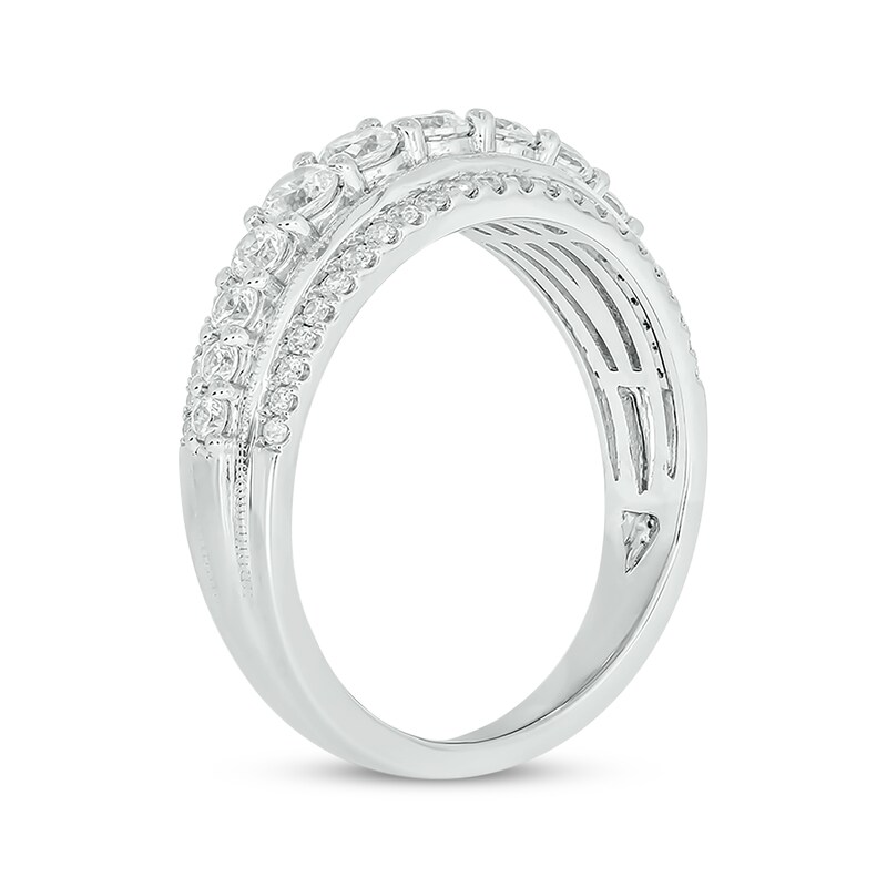 Main Image 2 of Now + Forever Round-Cut Diamond Three-Row Anniversary Band 1 ct tw 14K White Gold