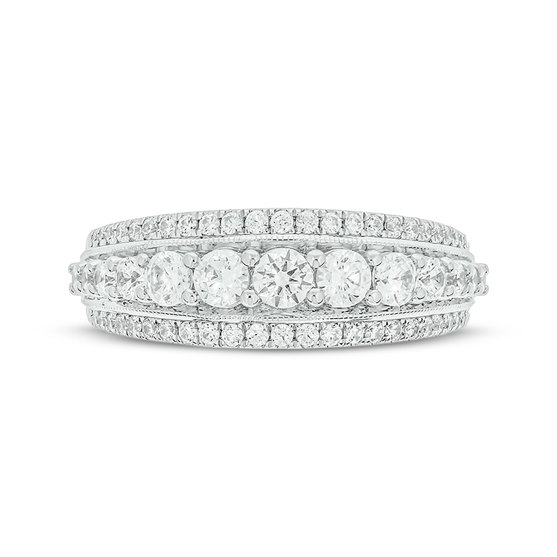 Main Image 4 of Now + Forever Round-Cut Diamond Three-Row Anniversary Band 1 ct tw 14K White Gold