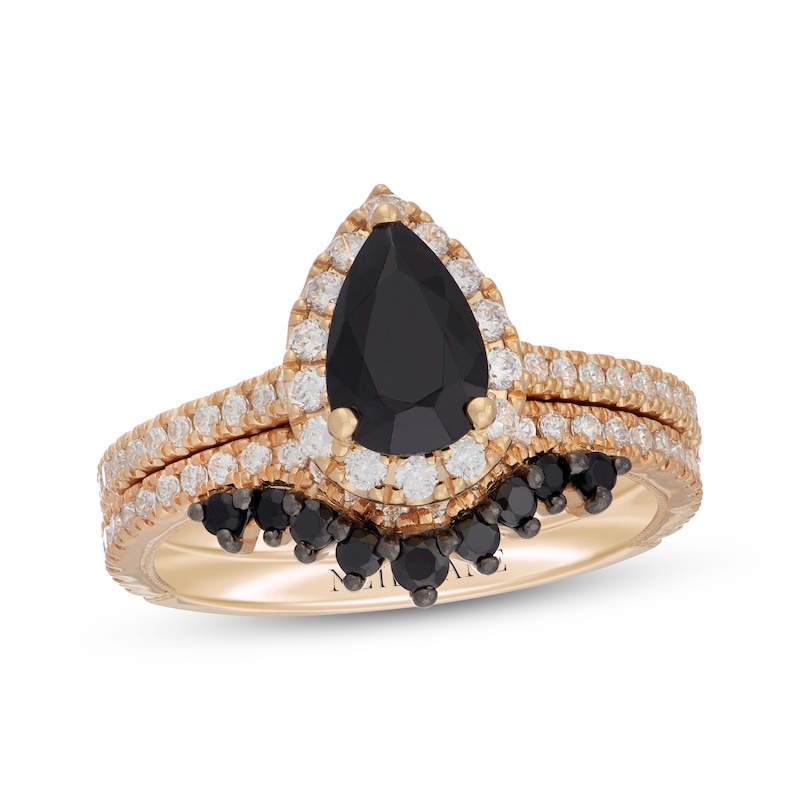 Main Image 1 of Neil Lane Pear-Shaped Black & White Diamond Bridal Set 1-7/8 ct tw 14K Yellow Gold
